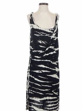 VENUS Black and White Tie-Dye Sleeveless Dress